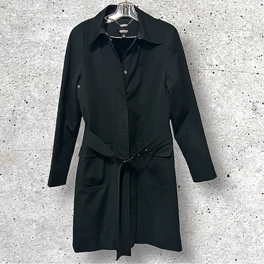 Ellen Tracy Black Raincoat. Trenchcoat. Size Medium - Picture 7 of 13
